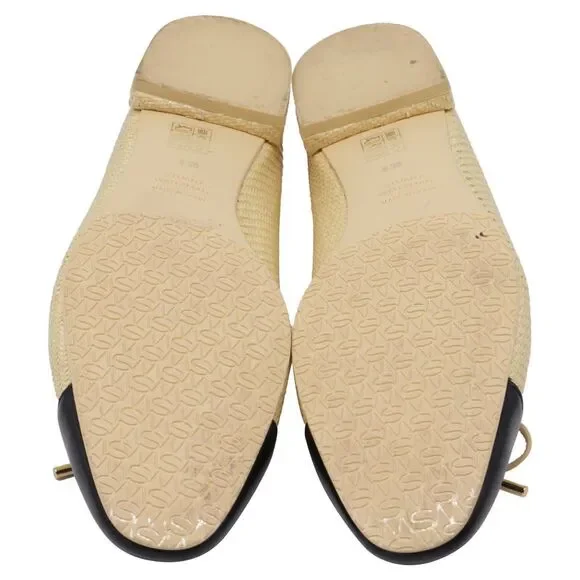 Stuart Weitzman Sleek Bow Ballet Flats in Cream Raffia - Picture 6 of 10